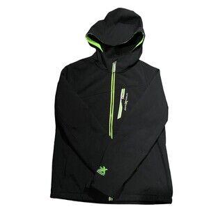 ZeroXposur L (14/16) Soft Shell Black neon green Hooded Jacket Water Wind Resist